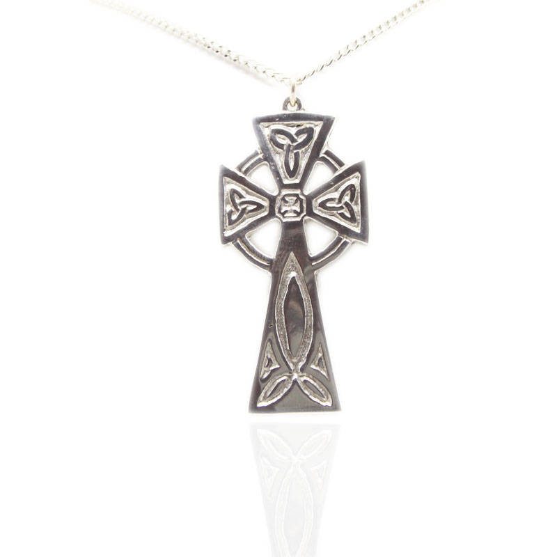 Trinity Celtic Cross Pendant In Pewter