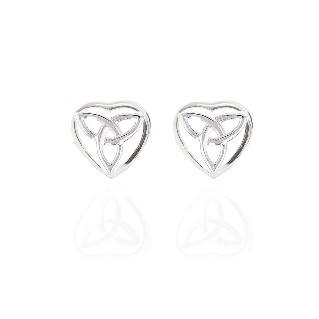 Sterling Silver Trinity Heart Stud Earrings