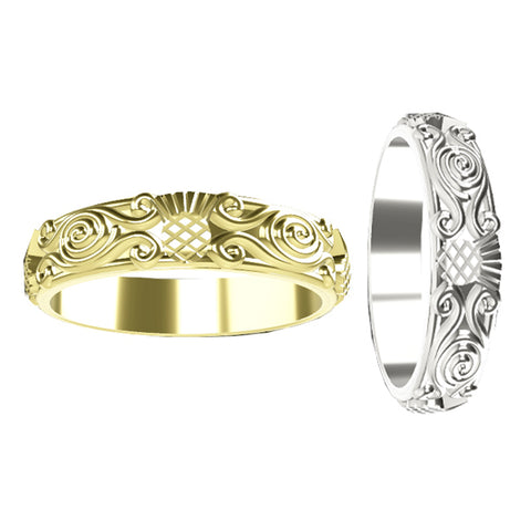 Scottish Thistle Celtic Spiral Viking Wedding Ring